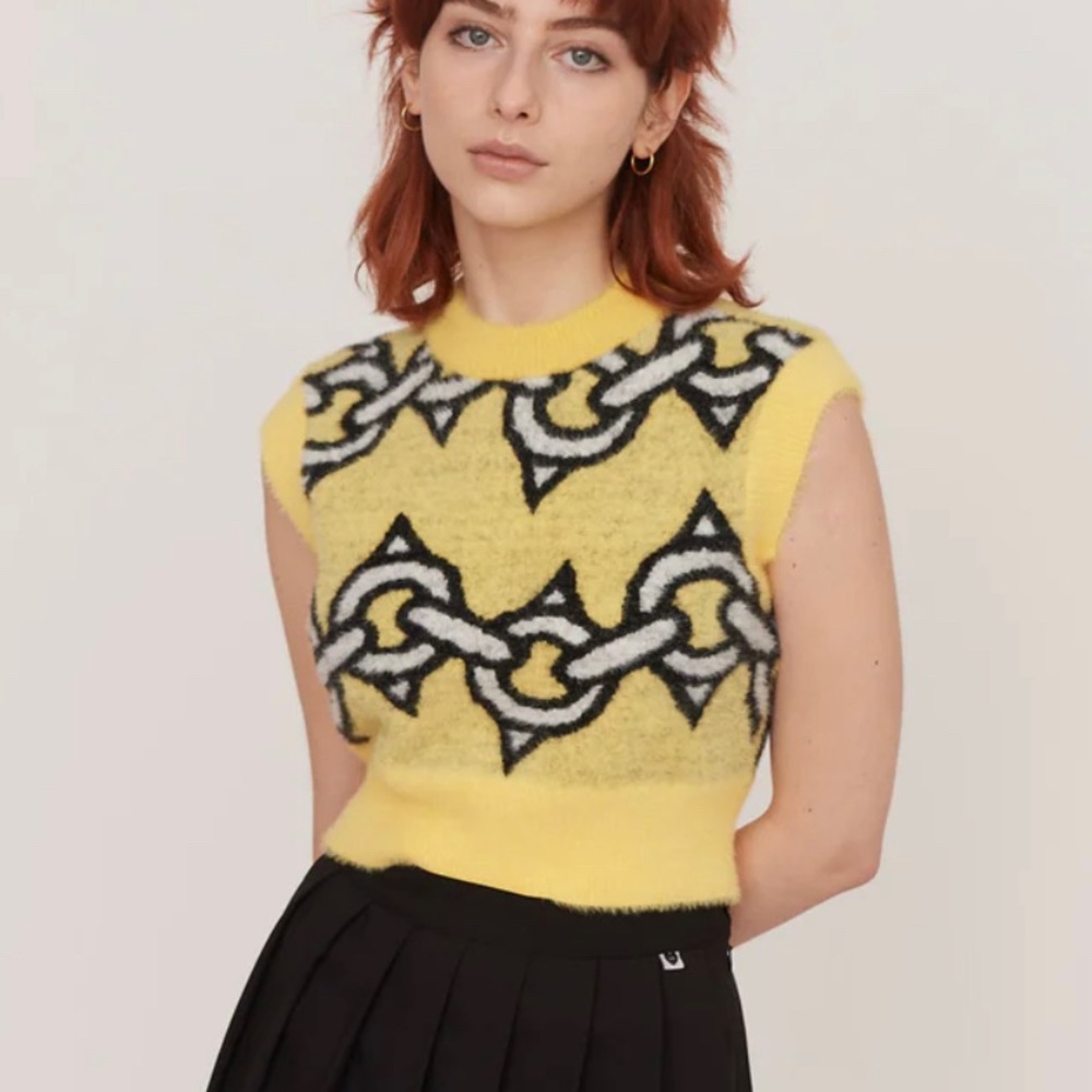 Lazy Oaf lemon chain knitted vest